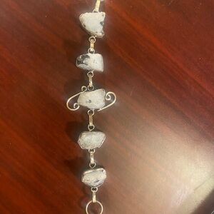 Quartz and black tourmaline sterling silver bracelet